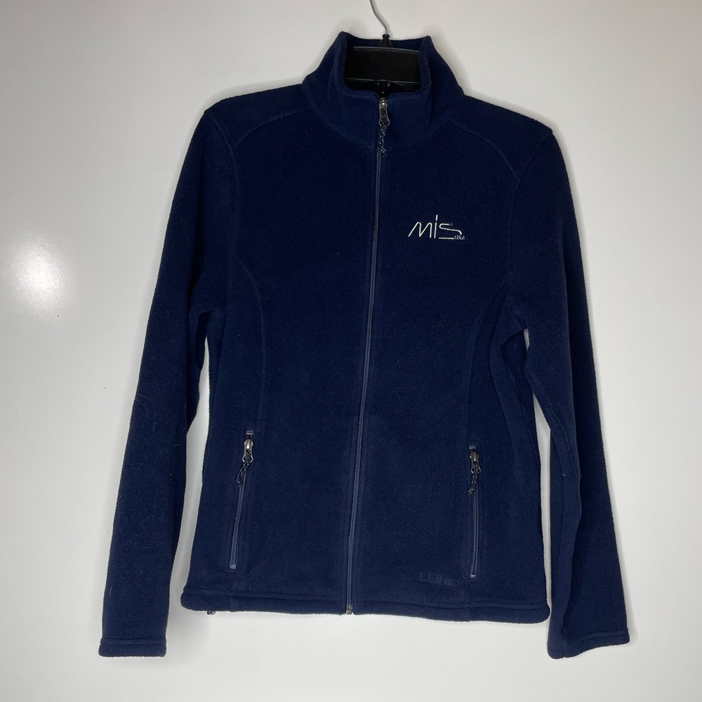 L.L. Bean Womens Fleece Jacket Size Medium Blue Full Zip Polartec Mis USA.